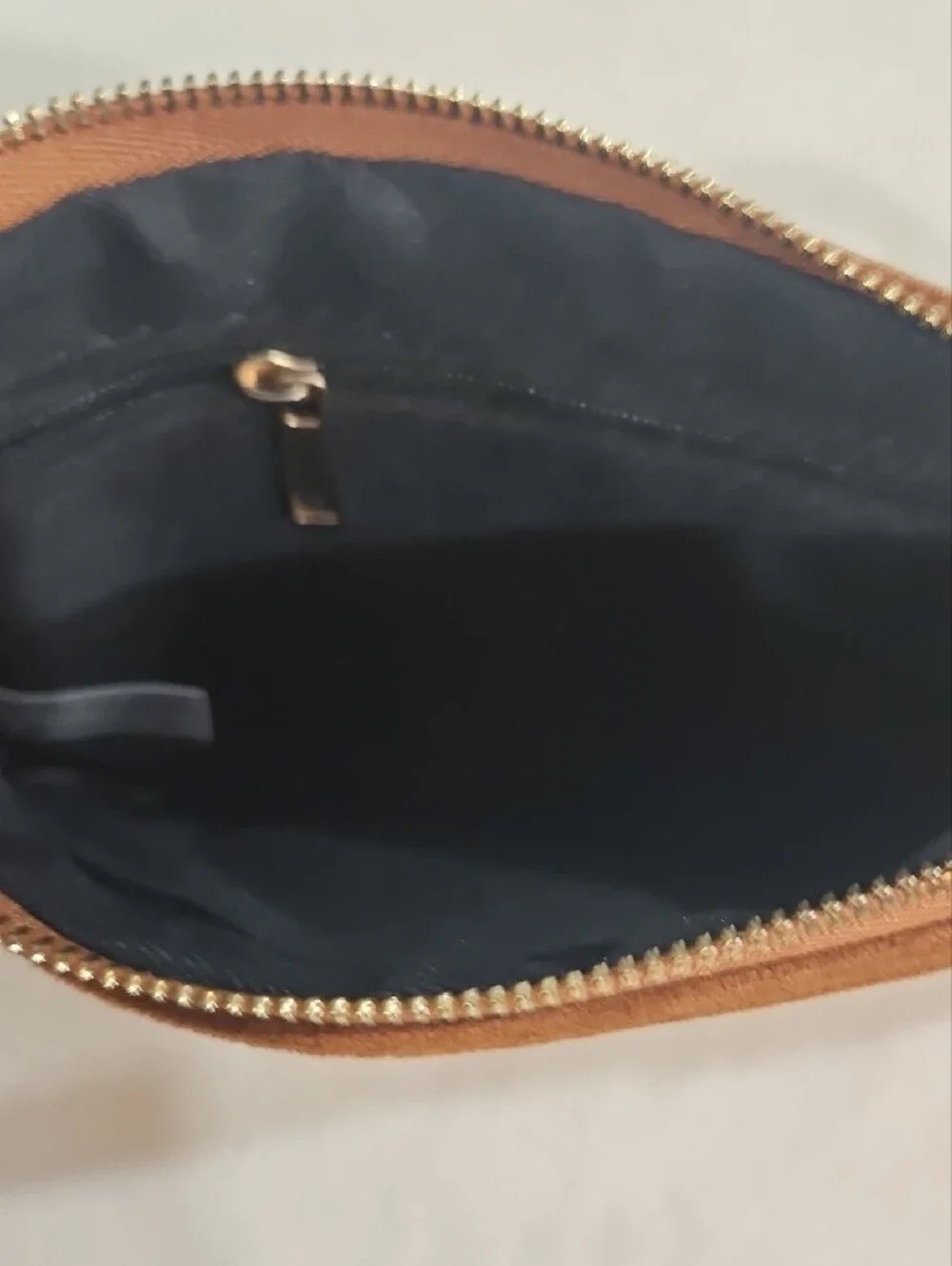 BearPaw Brown Suede Wristlet with Metal Logo Plate
